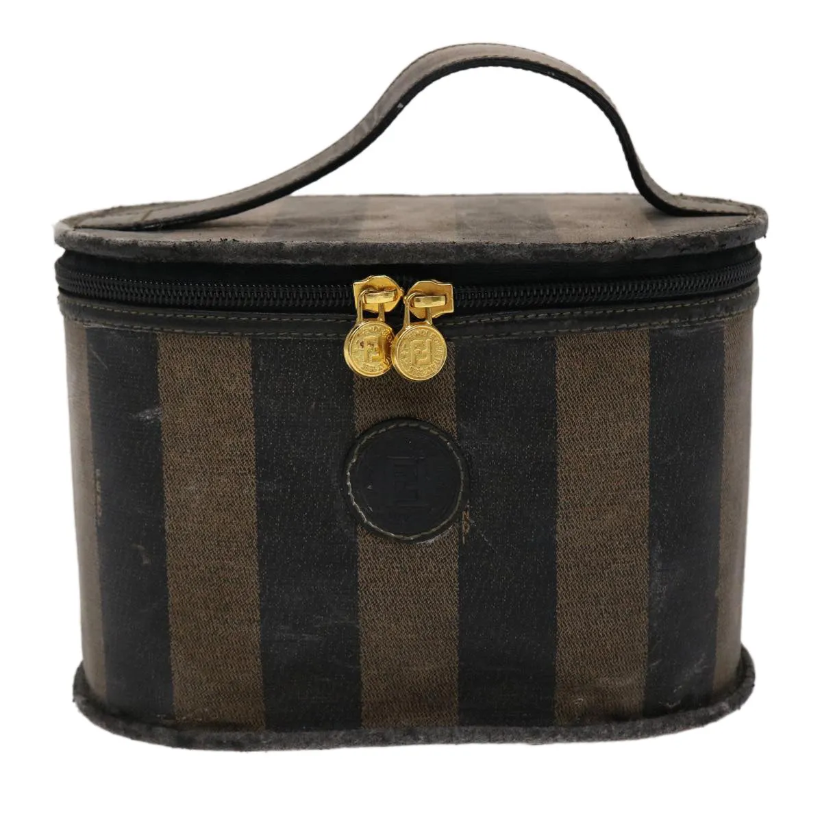 FENDI Pecan Canvas Vanity Cosmetic Pouch Black Brown  bs6461