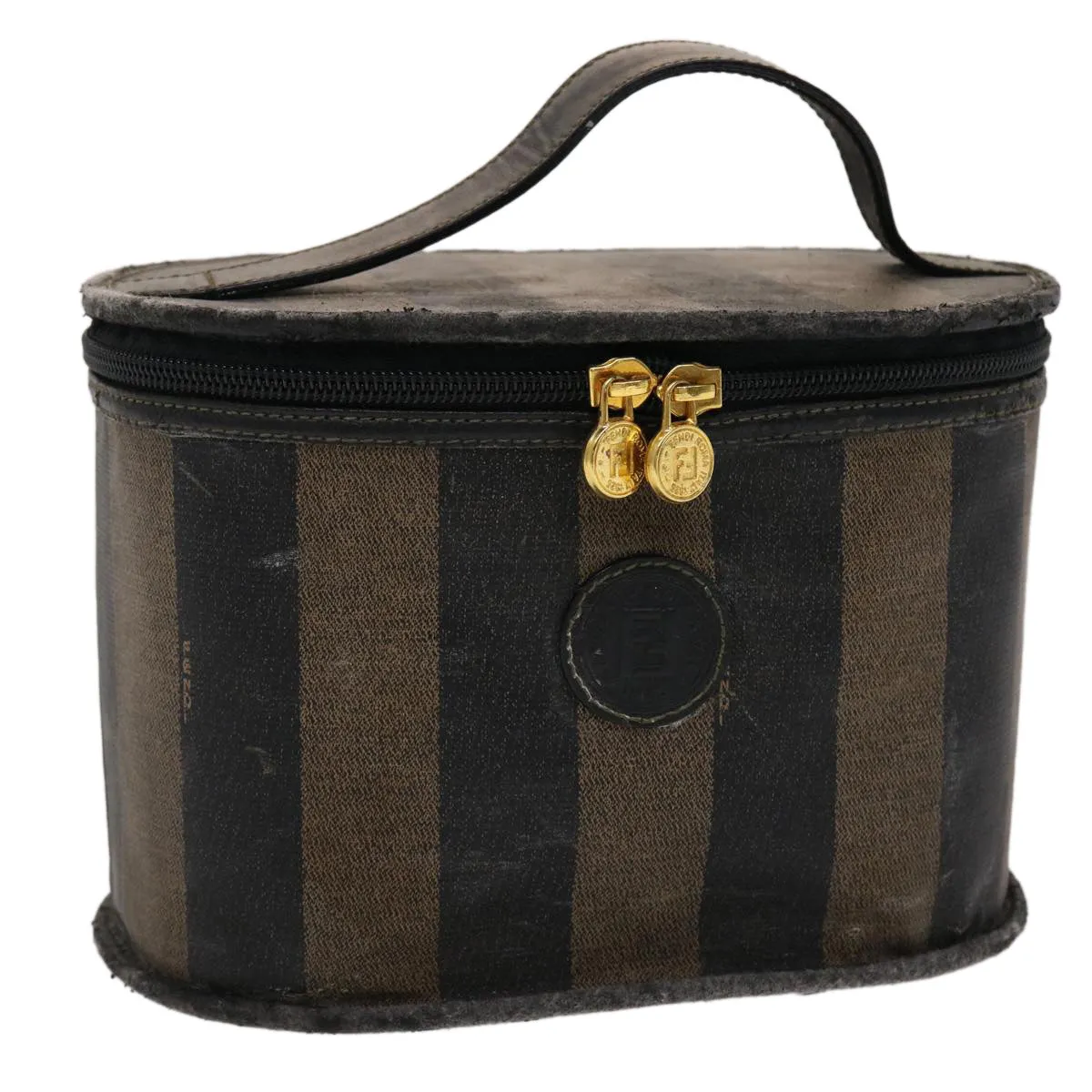 FENDI Pecan Canvas Vanity Cosmetic Pouch Black Brown  bs6461