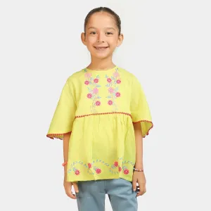 Girls Jacquard EMB Top Gorgeous - Yellow