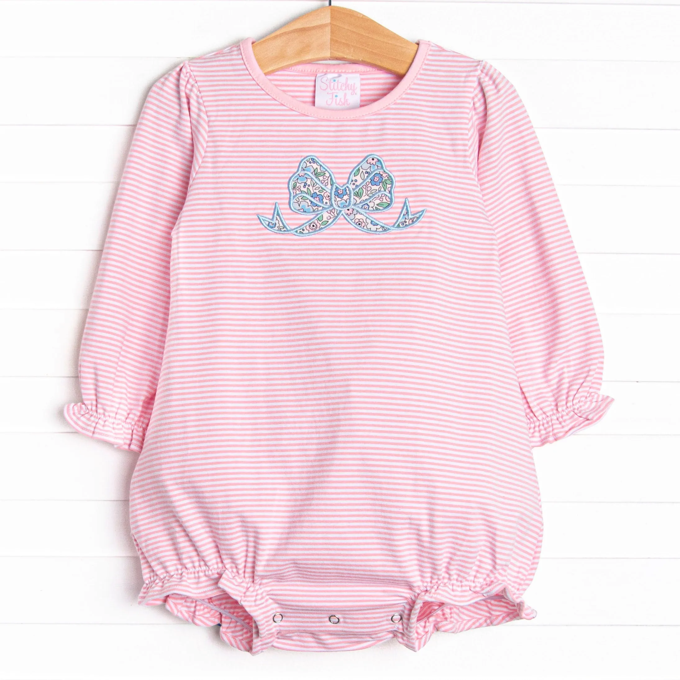 Gorgeous Bow Applique Bubble, Pink