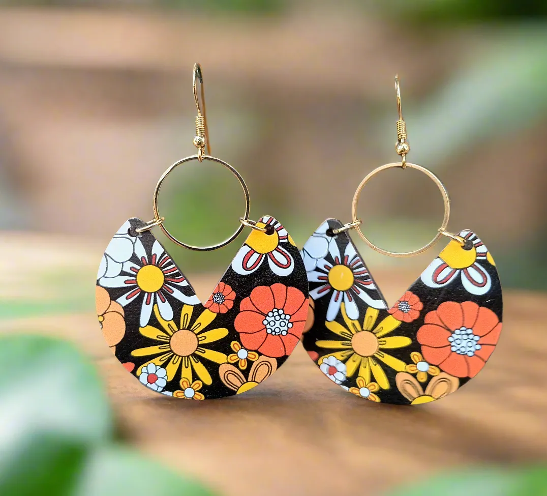 Gorgeous Fall Geometric Floral Earrings