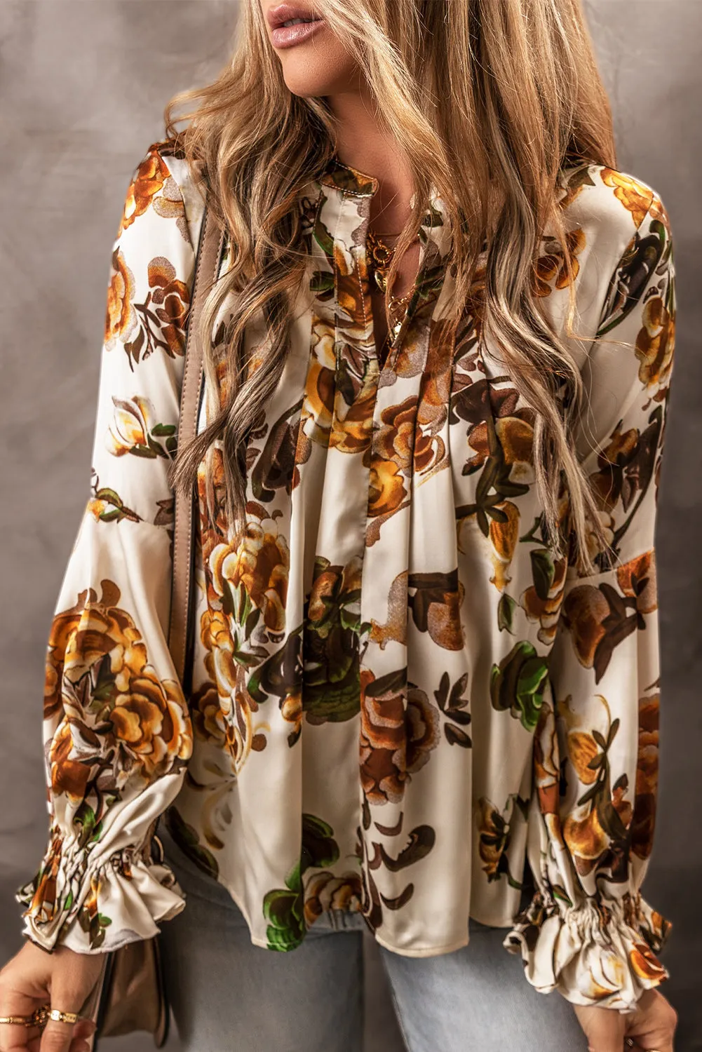 Gorgeous Floral Flounce Sleeve Blouse