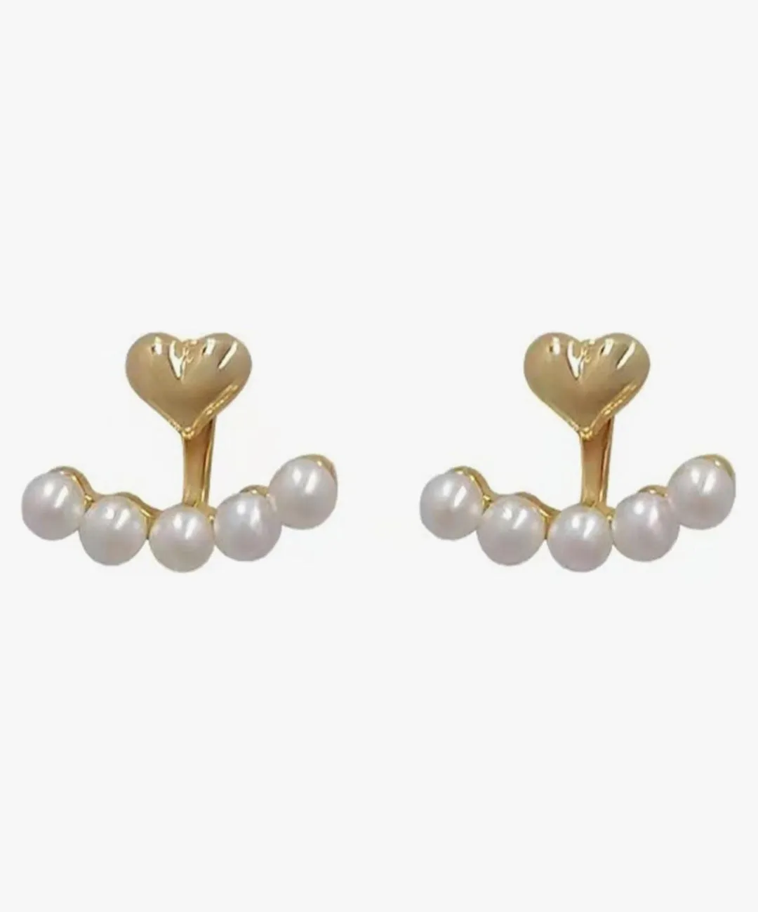 Gorgeous Heart and Pearl Huggie Earrings