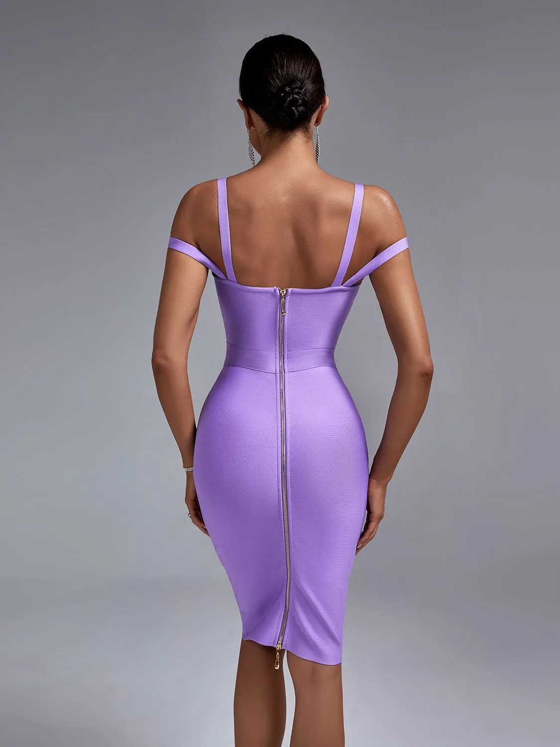 Gorgeous Spaghetti Strap Lilac Bodycon Outfit