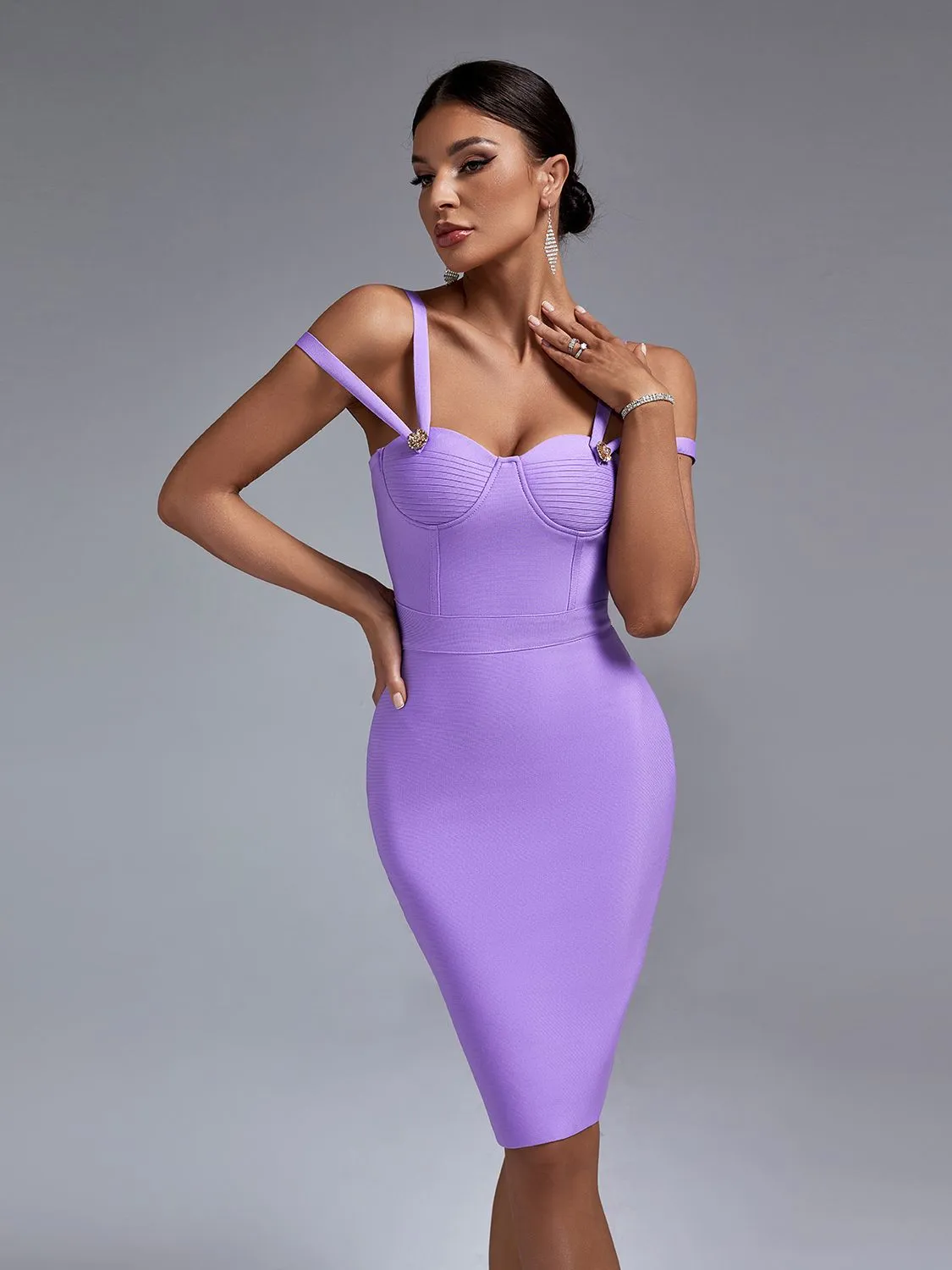 Gorgeous Spaghetti Strap Lilac Bodycon Outfit