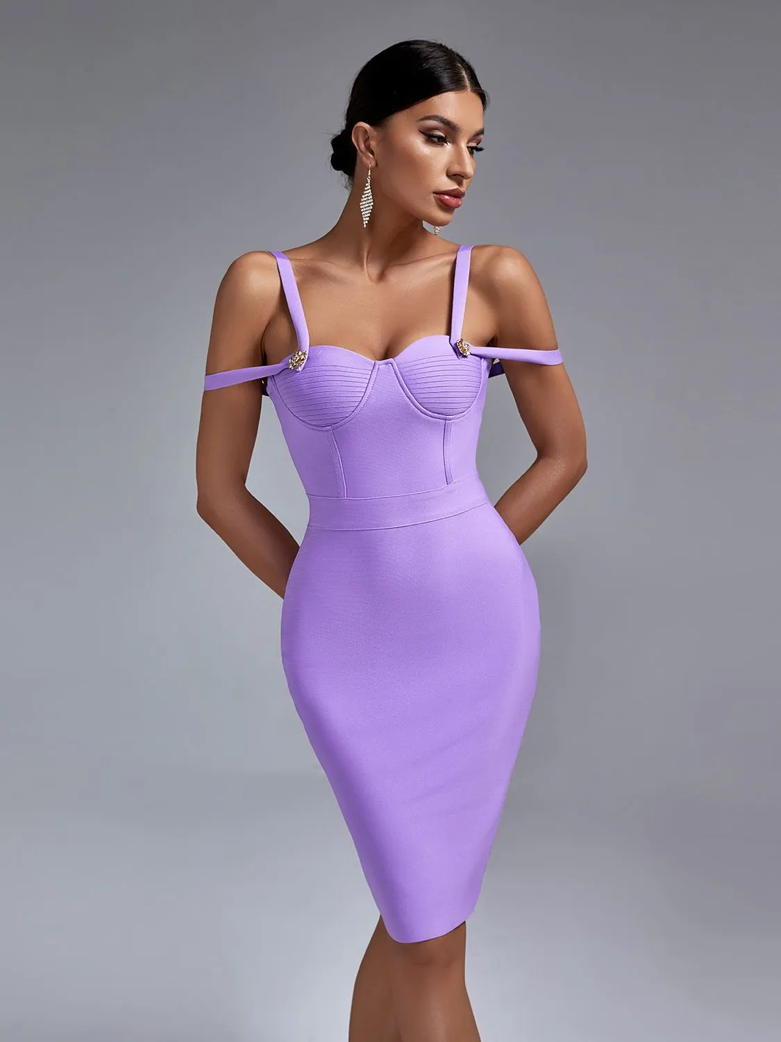 Gorgeous Spaghetti Strap Lilac Bodycon Outfit