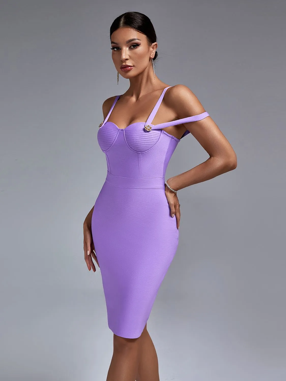 Gorgeous Spaghetti Strap Lilac Bodycon Outfit