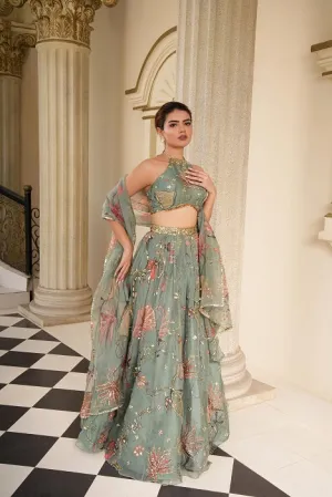 GORGEOUS TEAL LEHENGA SET