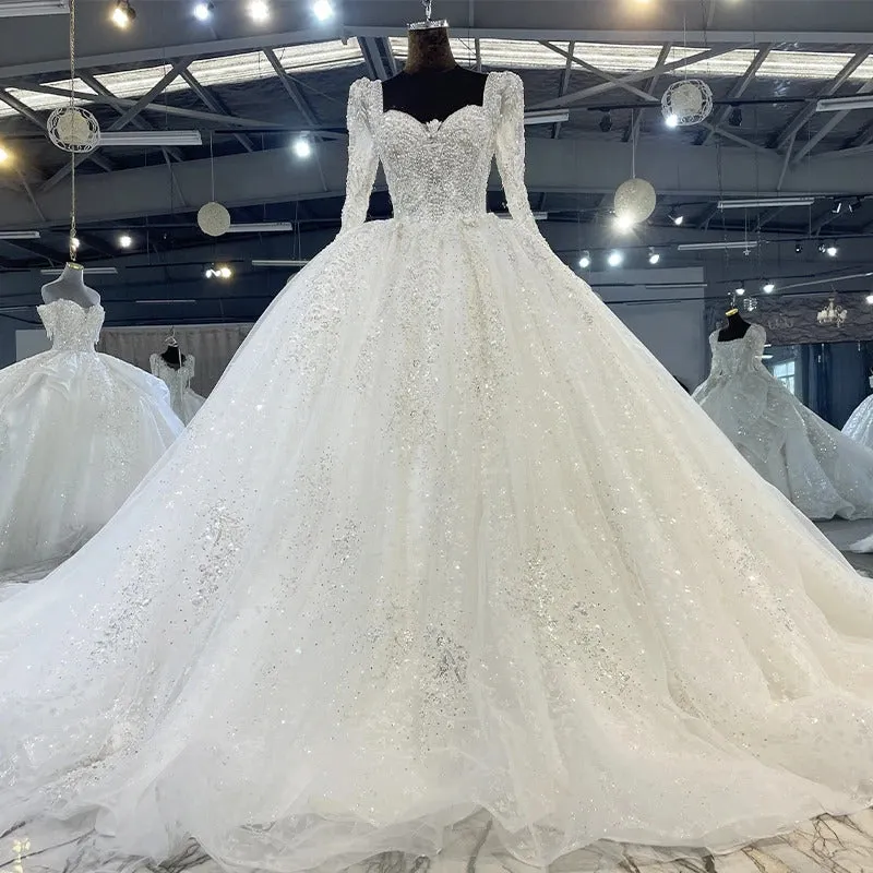 Gorgeous Wedding Dress Wedding Organza Ball Gown Square Collar Wedding Suits For Women Beading Crystal MN97 Vestido De Novia