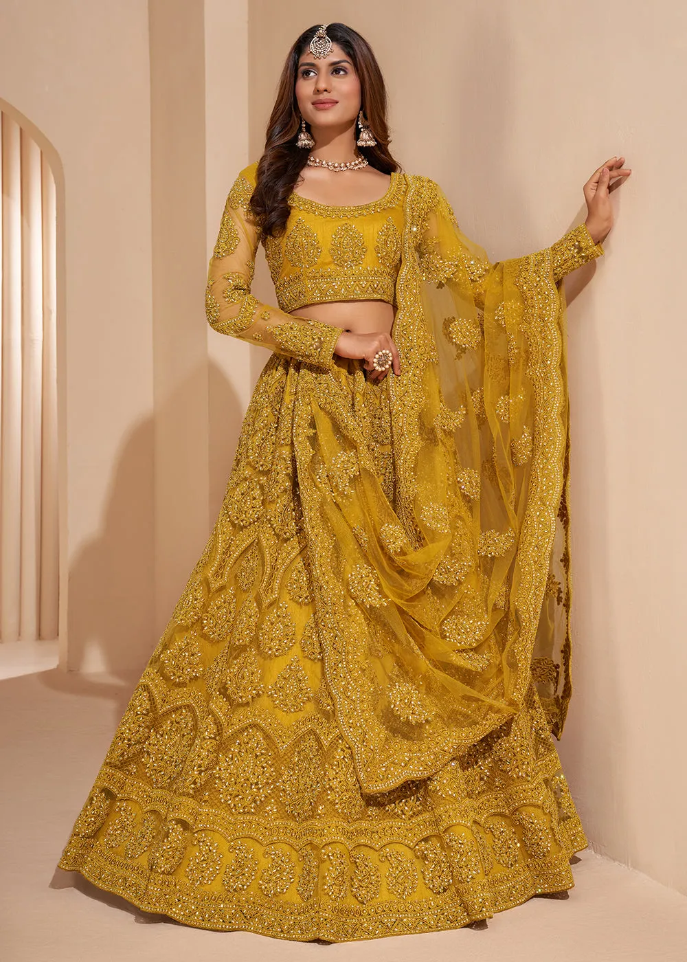 Gorgeous Yellow Designer Bridesmaids Wedding Lehenga Choli