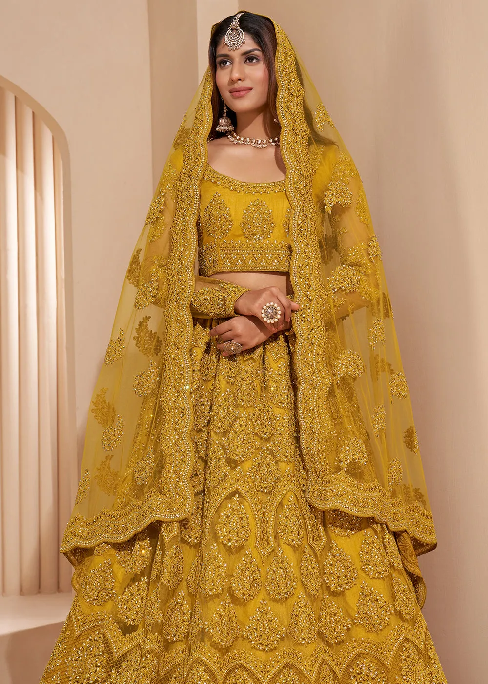 Gorgeous Yellow Designer Bridesmaids Wedding Lehenga Choli