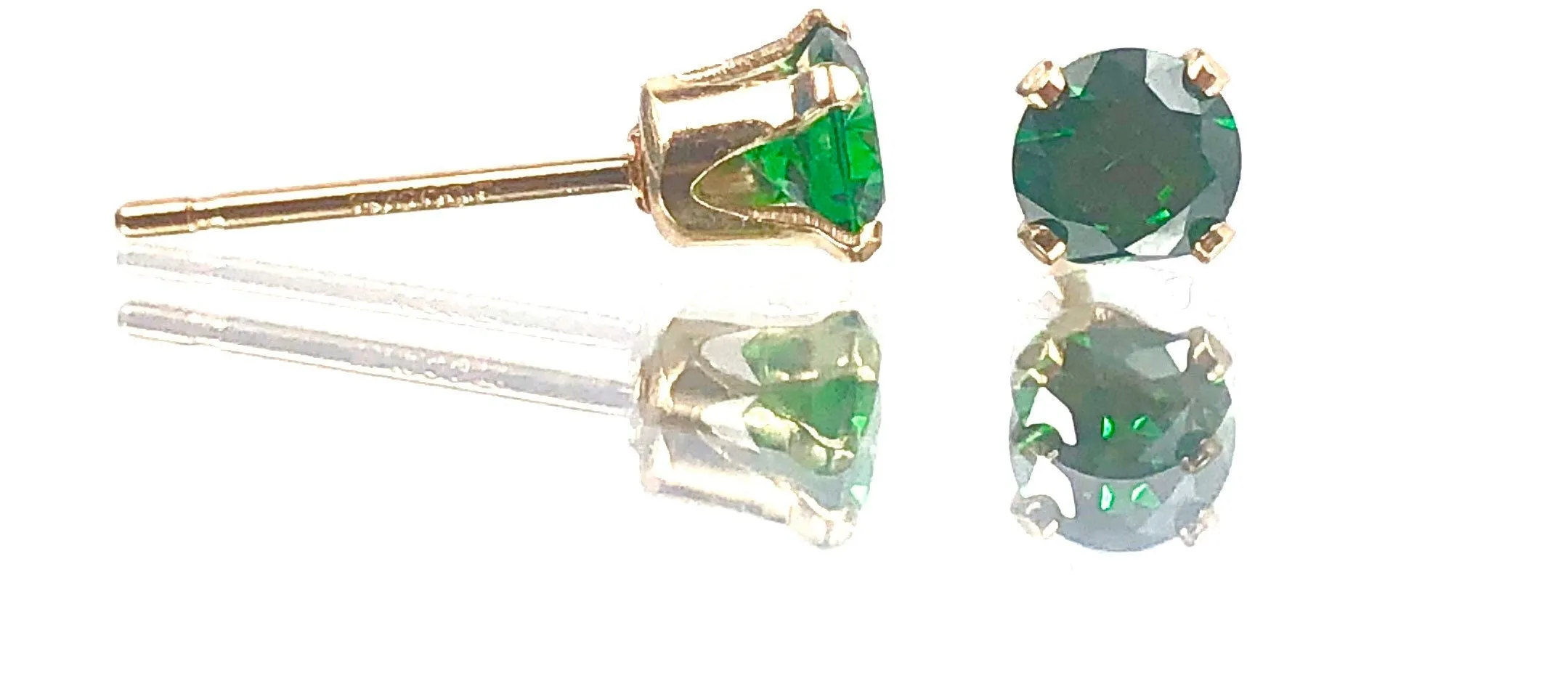 Green cubic zirconia, 14KGf stud earrings, 14K gold filled , SKU# 4011240M5