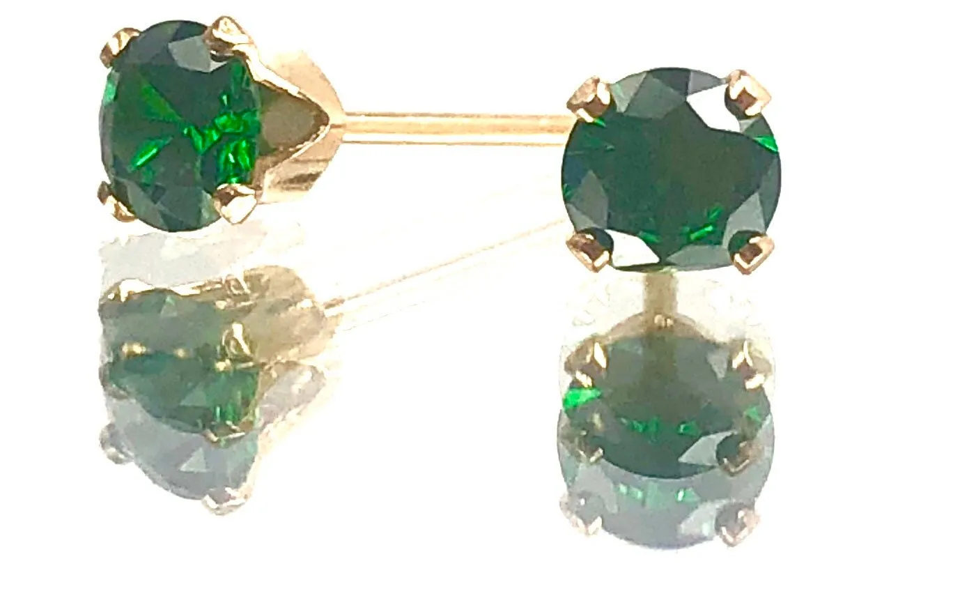 Green cubic zirconia, 14KGf stud earrings, 14K gold filled , SKU# 4011240M5