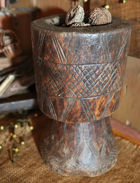 Hand Carved Mortar and Pestle Gorgeous Patina