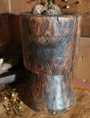 Hand Carved Mortar and Pestle Gorgeous Patina