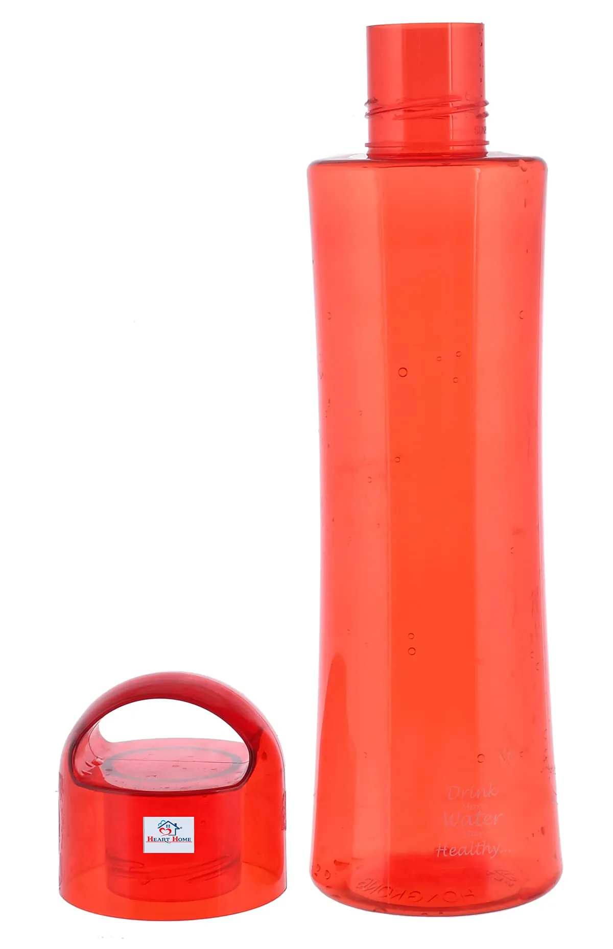 Heart Home Plastic Water Bottle- 1 Litre, Pack of 4 (Red)