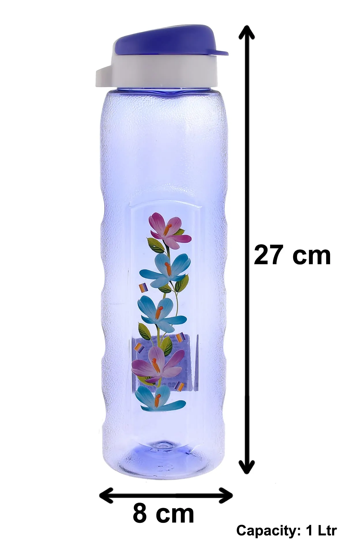 Heart Home Plastic Water Bottle With Sipper- 1 Litre, Pack of 6 (Pruple & Sky Blue)