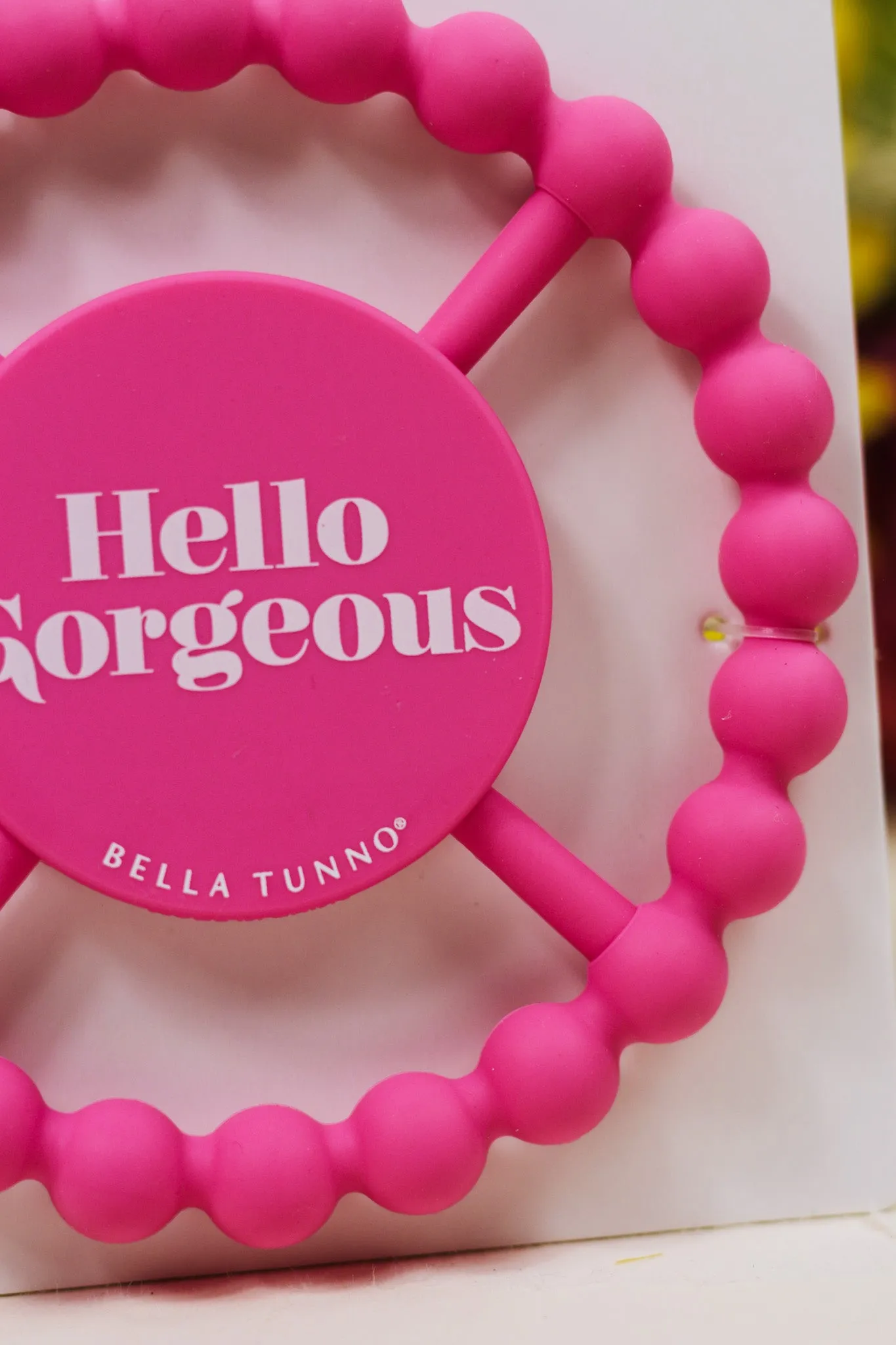 Hello Gorgeous Pink Silicone Teether