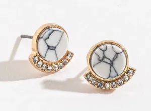 Howlite Gold Pave Earrings