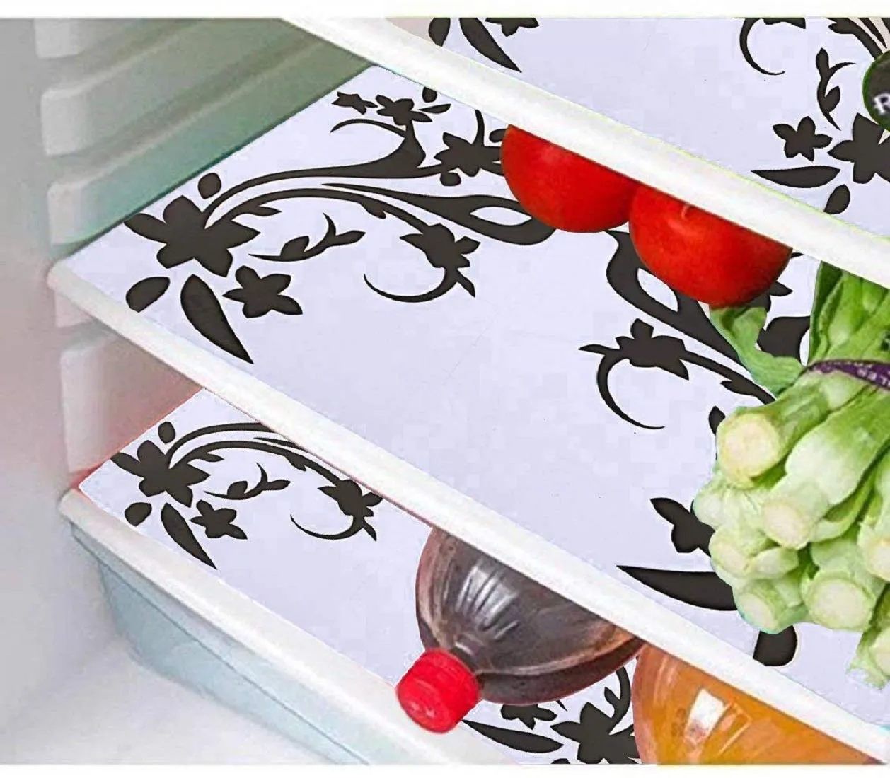 Kuber Industries Birds Design 4 Pieces PVC Refrigerator/Fridge Multipurpose Drawer Mat Set(White)-CTKTC32450