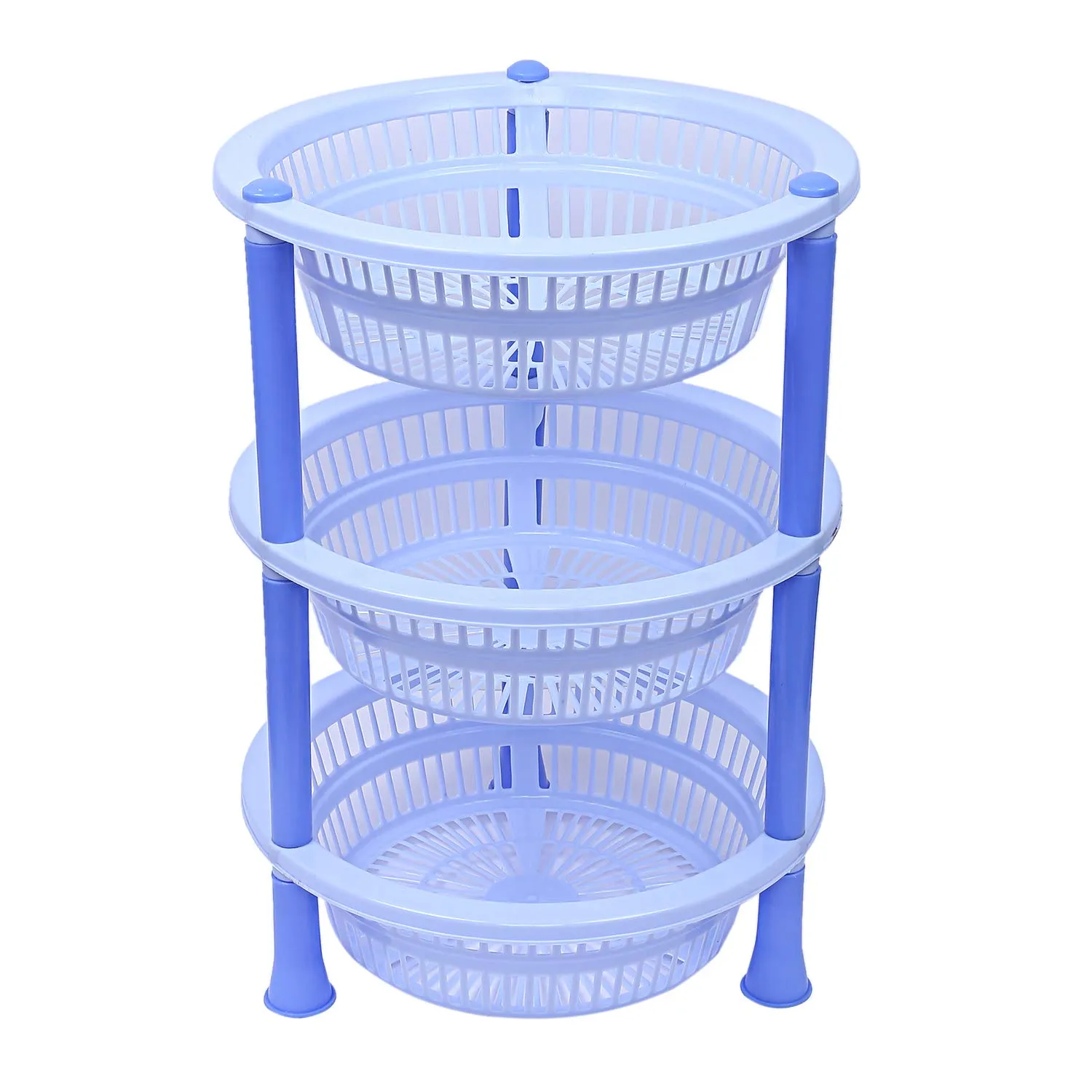 Kuber industries Plastic 2 Pieces 3 Layer Multi-Purpose Kitchen Storage Basket Rack (Blue)-CTKTC13190