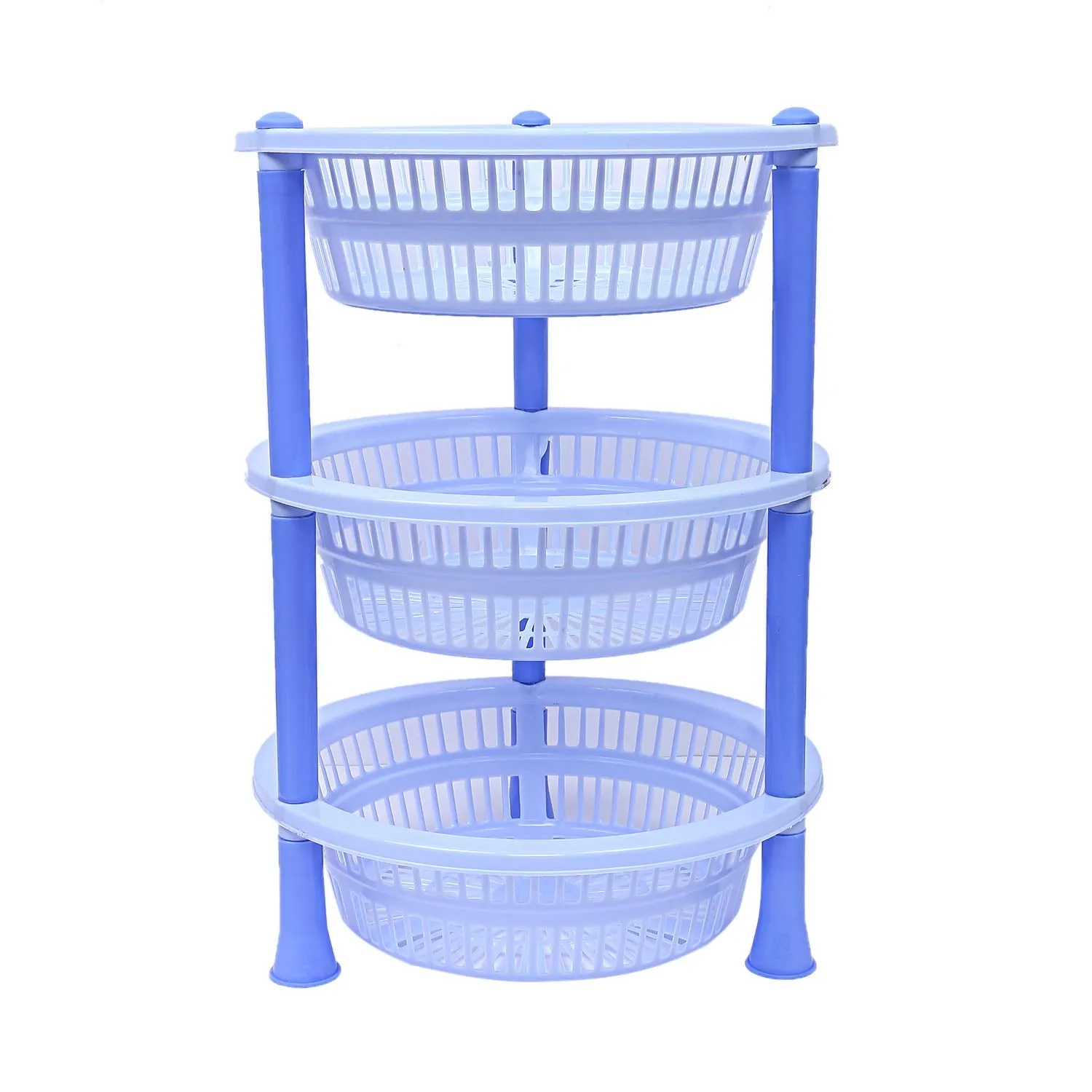 Kuber industries Plastic 2 Pieces 3 Layer Multi-Purpose Kitchen Storage Basket Rack (Blue)-CTKTC13190