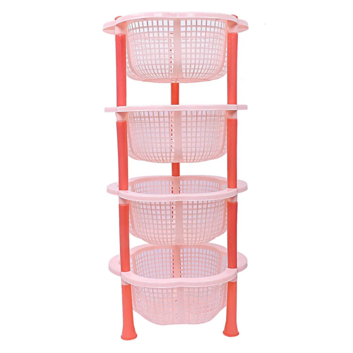 Kuber industries Plastic 2 Pieces 4 Layer Multi-Purpose Kitchen Storage Basket Rack (Beige)-CTKTC13221