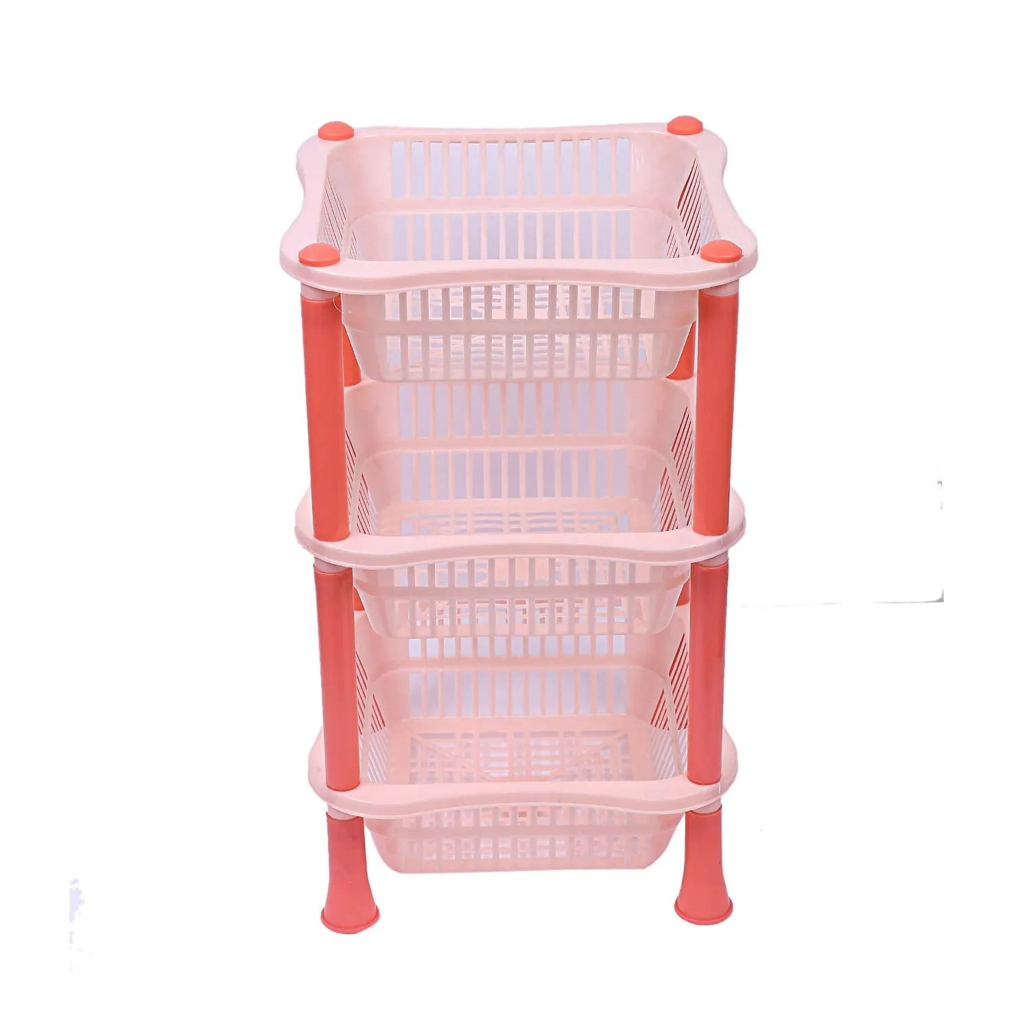 Kuber industries Plastic 3 Layer Multi-purpose Kitchen Storage Basket Rack (Beige)-CTLTC14862