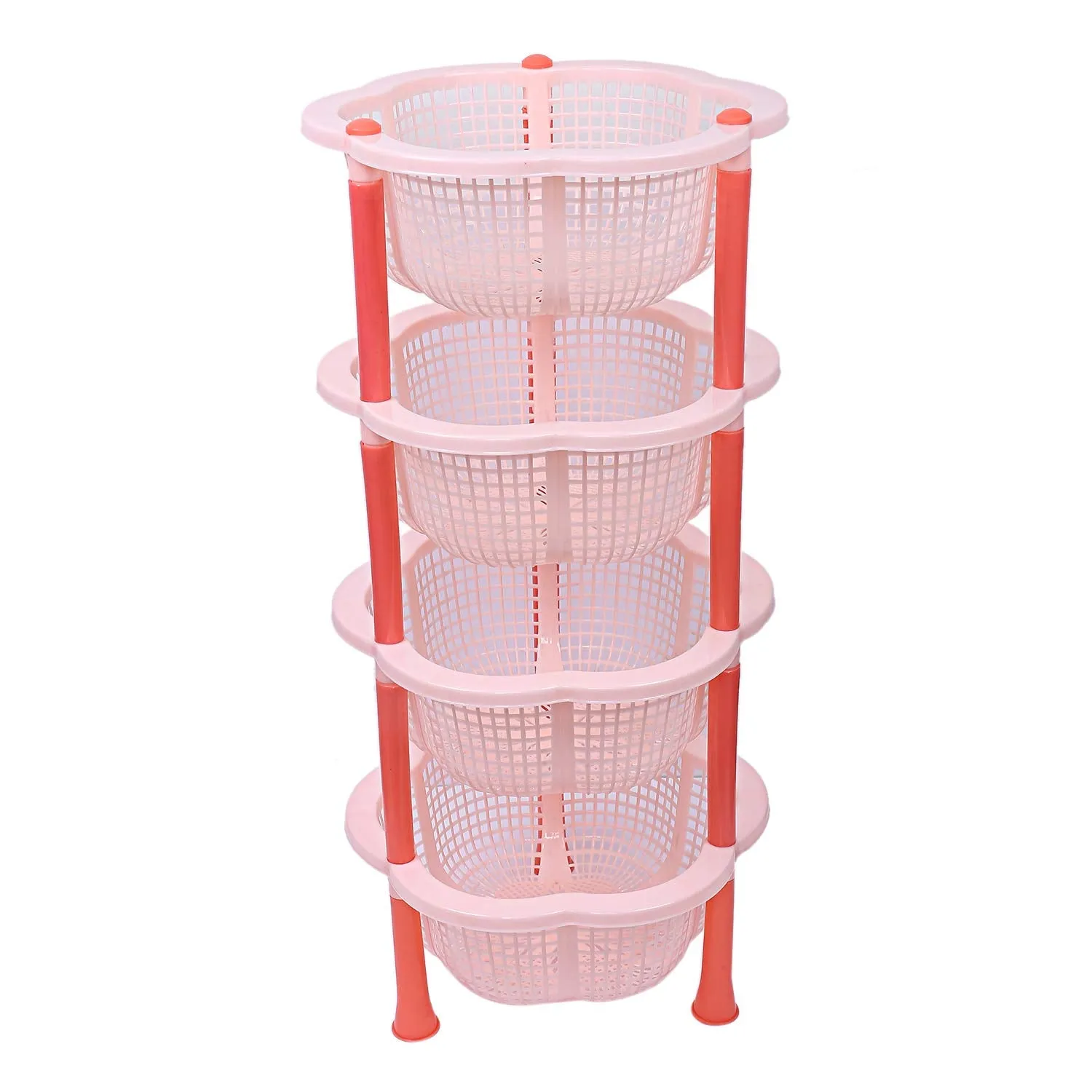 Kuber industries Plastic 4 Layer Multi-Purpose Kitchen Storage Basket Rack (Beige)-CTKTC13219