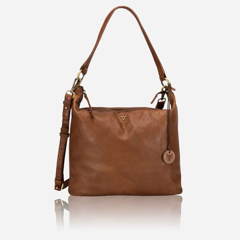 Ladies Leather Hobo Sling Bag, Cognac