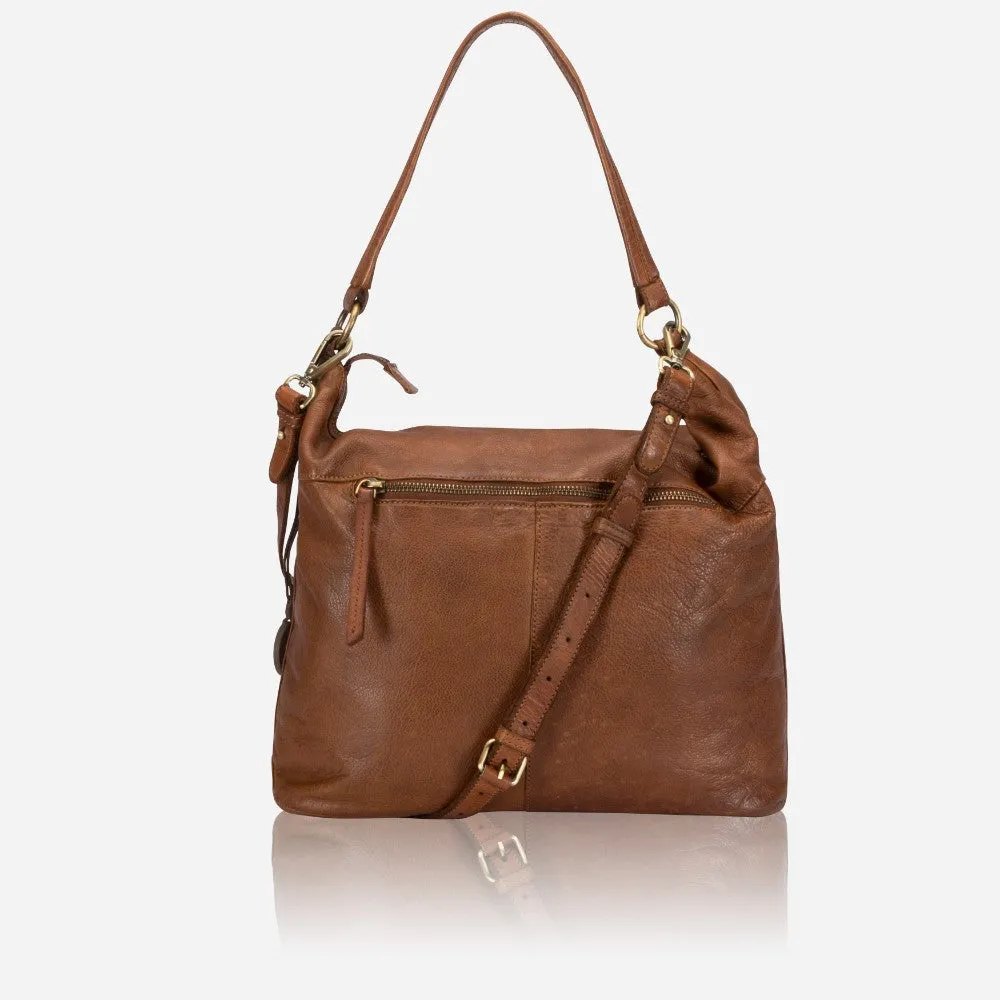 Ladies Leather Hobo Sling Bag, Cognac