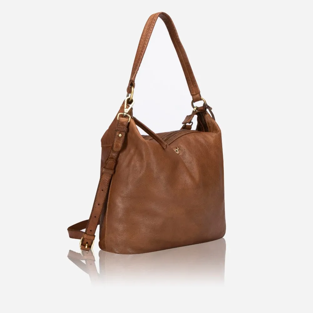 Ladies Leather Hobo Sling Bag, Cognac