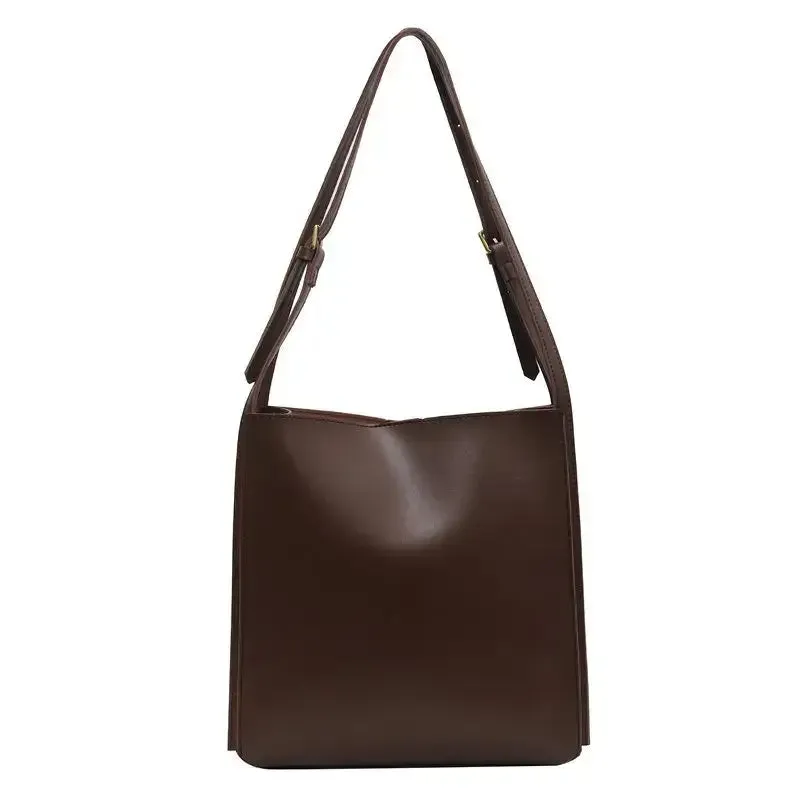 Large Capacity Solid Color PU Leather Tote Bag