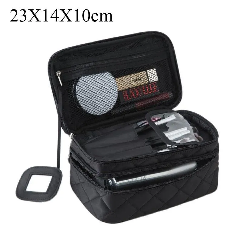 Large Cosmetic Bag Women Waterproof Double Layer Travel Organizer Makeup Bag Toiletry Pouch