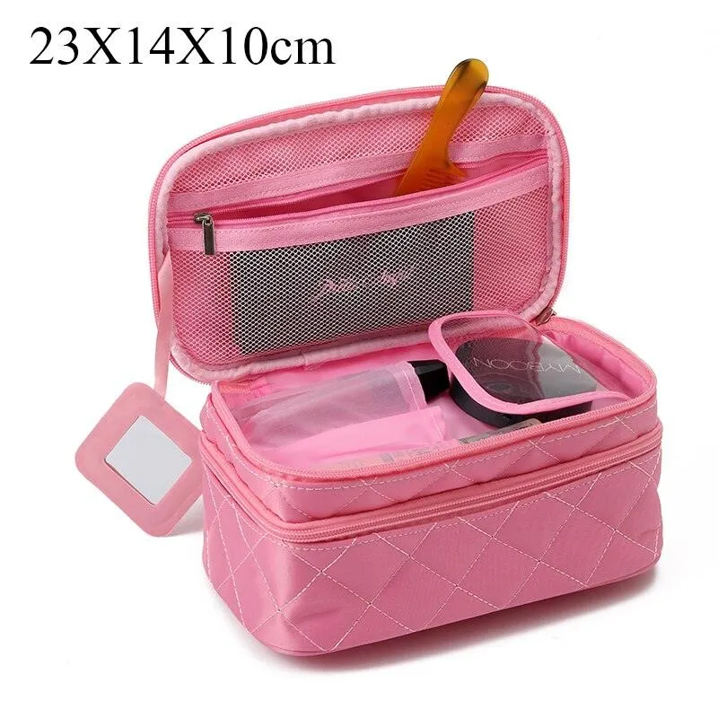 Large Cosmetic Bag Women Waterproof Double Layer Travel Organizer Makeup Bag Toiletry Pouch