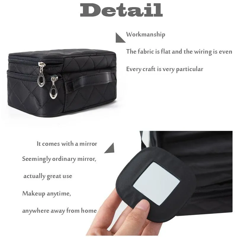 Large Cosmetic Bag Women Waterproof Double Layer Travel Organizer Makeup Bag Toiletry Pouch