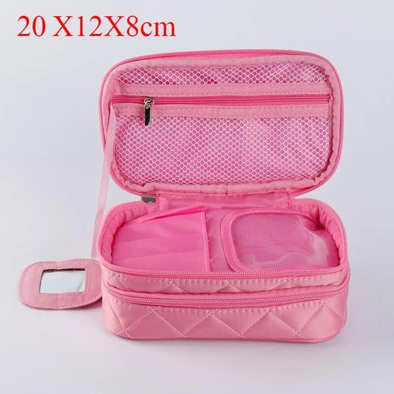 Large Cosmetic Bag Women Waterproof Double Layer Travel Organizer Makeup Bag Toiletry Pouch