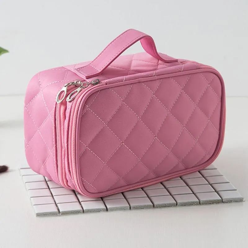 Large Cosmetic Bag Women Waterproof Double Layer Travel Organizer Makeup Bag Toiletry Pouch