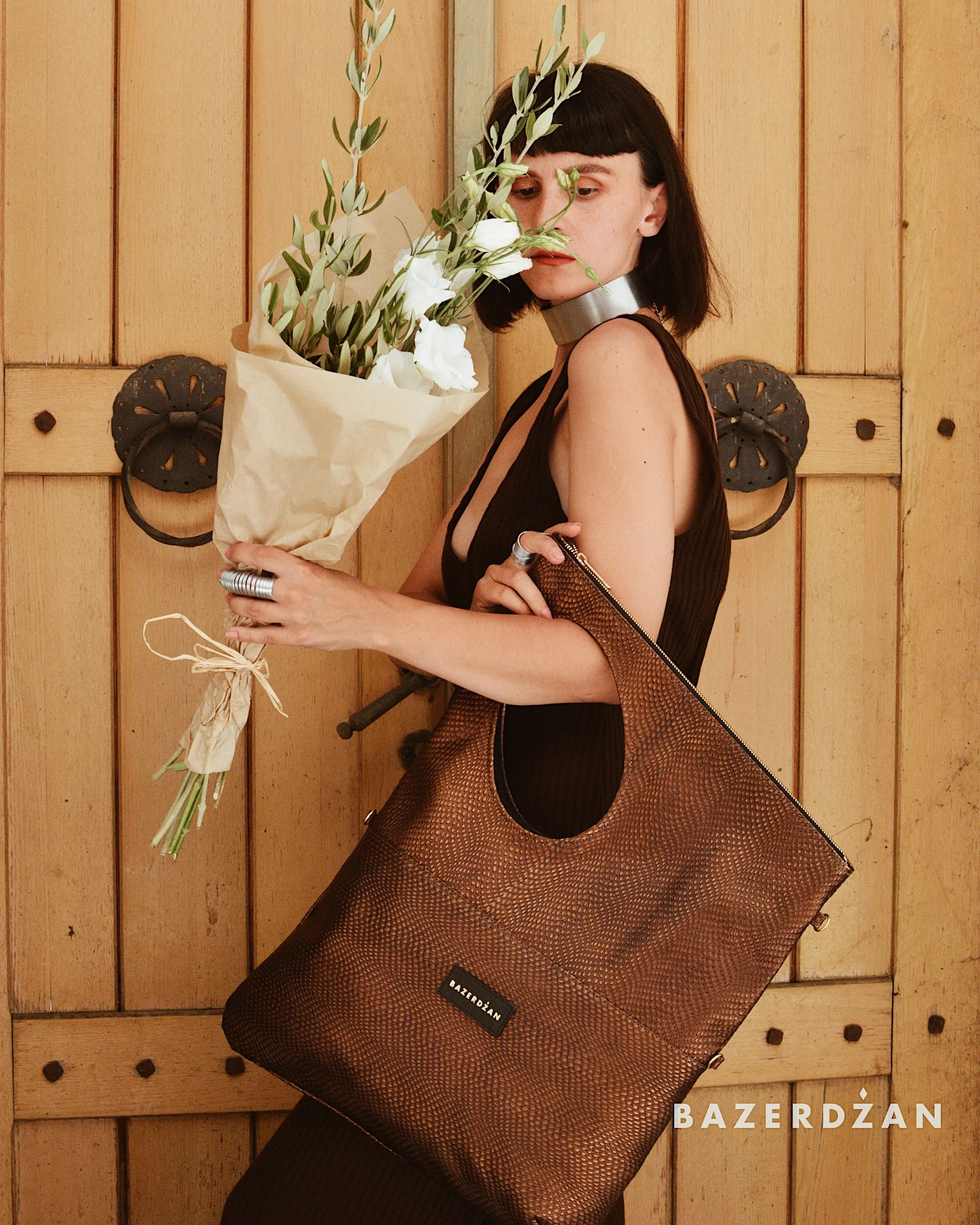 Leather Baklava Bag by Bazerdzan