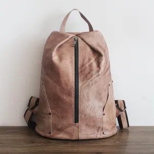 Leather Retro Rucksack Backpack College Bag,School Picnic Bag Travel