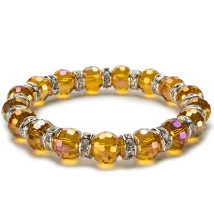 Light Topaz Gorgeous Glass Bracelet with Cubic Zirconia Crystals