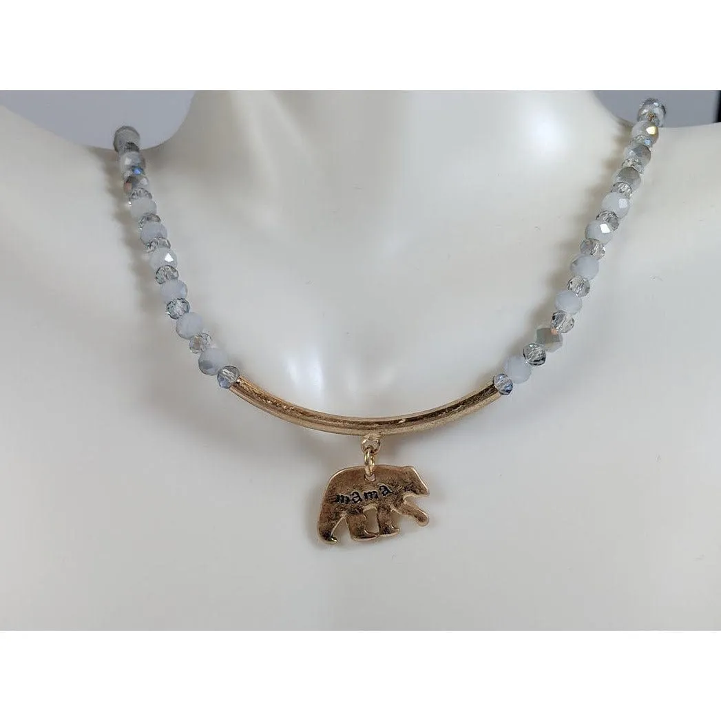 Mama Bear Beaded Choker Necklace by Jane Marie, Great Gift for Moms!