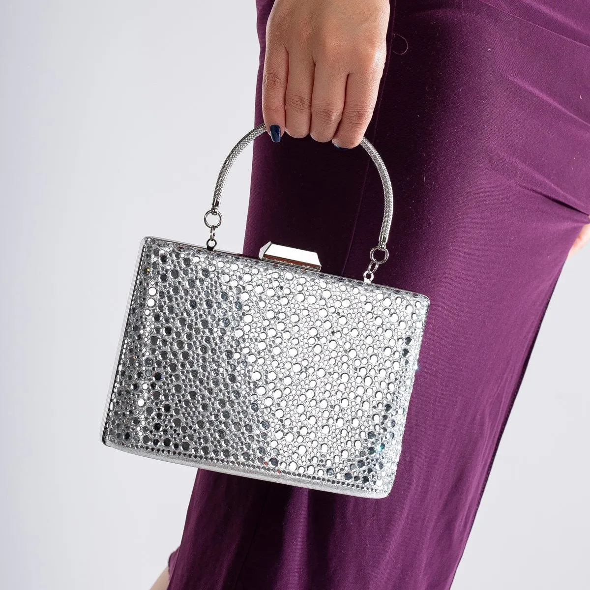 Marla - Silver Sequin Evening Clutch