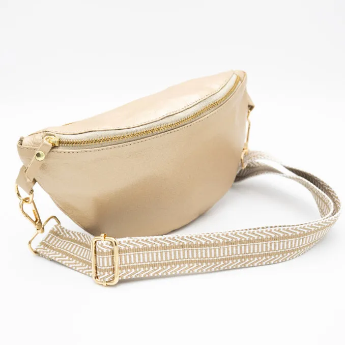 Metallic Gold Leather Bum Bag (w Gold Fittings)