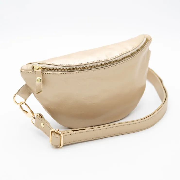 Metallic Gold Leather Bum Bag (w Gold Fittings)