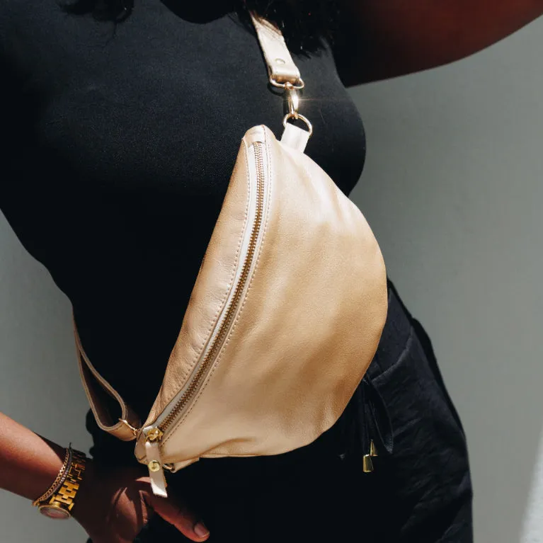 Metallic Gold Leather Bum Bag (w Gold Fittings)