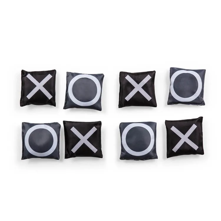 Mini Bean Bag Throw Game, Wood Grain with Bean Bag Toss and Tic Tac Toe Designs