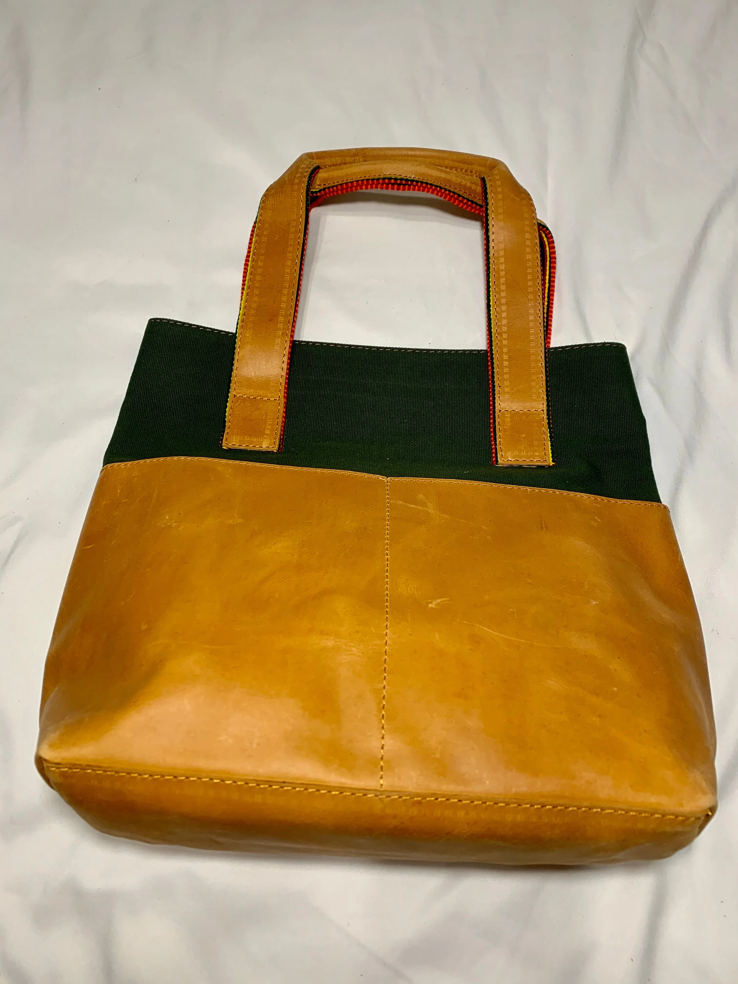 Mixed Media Genuine Leather Tote Bag