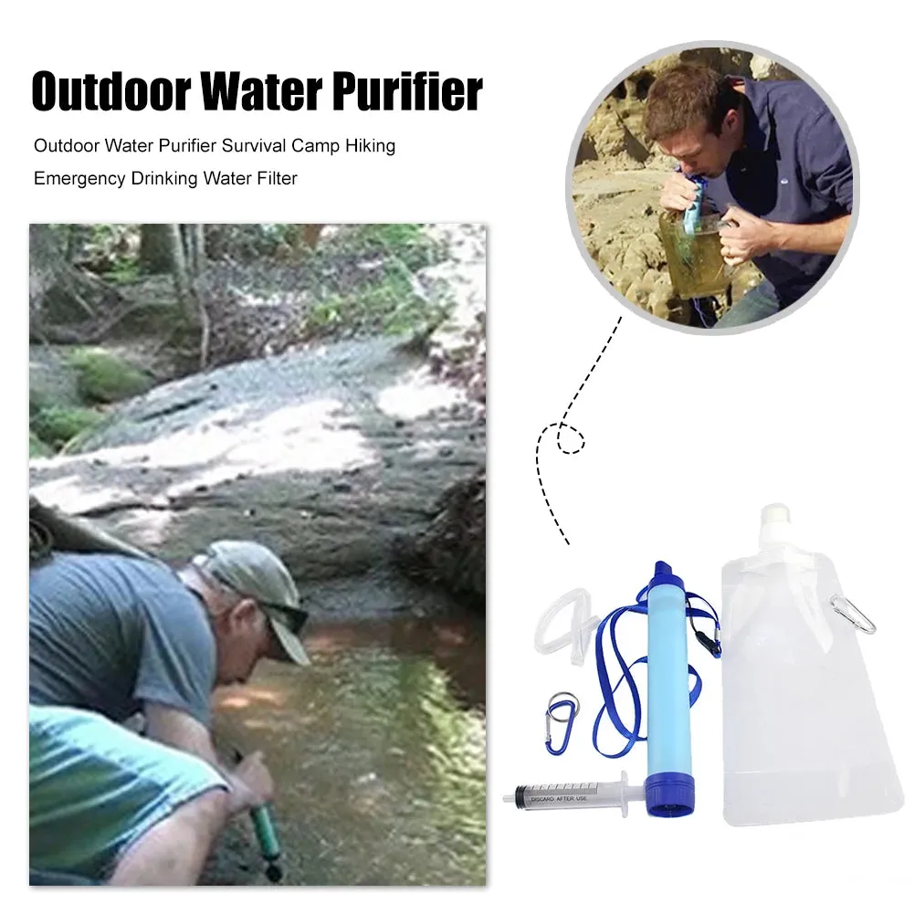 Multifunctional Outdoor Water Purifier Portable Camping Hiking Emergency Survival Safe Tools