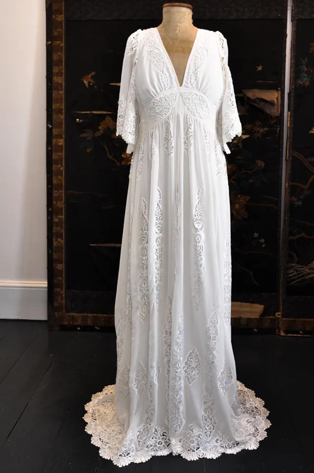 'Nova' Stunning 1970s Boho Wedding Dress, Made To Order